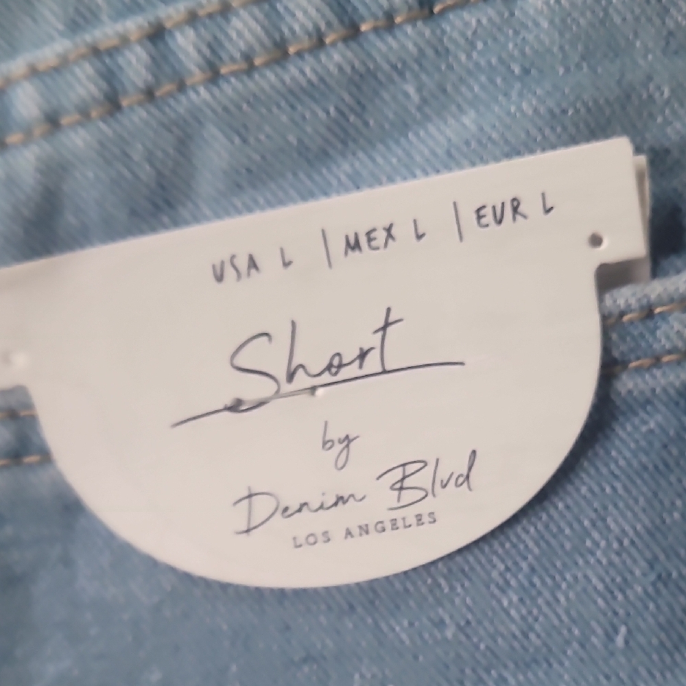 Light Blue Distressed Denim Shorts - Picture 8 of 16